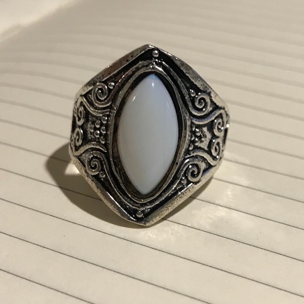 925 Silver Natural Moonstone unisex boho ring